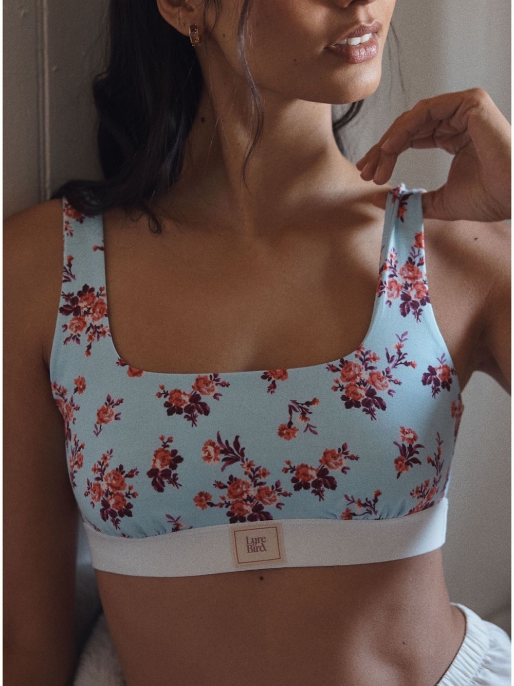 NWT Anthropologie LyreBird Blue Floral CottonCloud Printed Scoop Neck Bra Medium